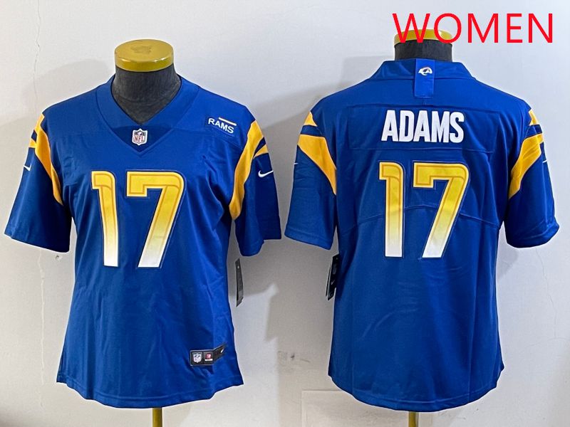 Women Los Angeles Rams #17 Adams Blue Second generation 2025 Nike Limited NFL Jersey style 1->women nfl jersey->Women Jersey